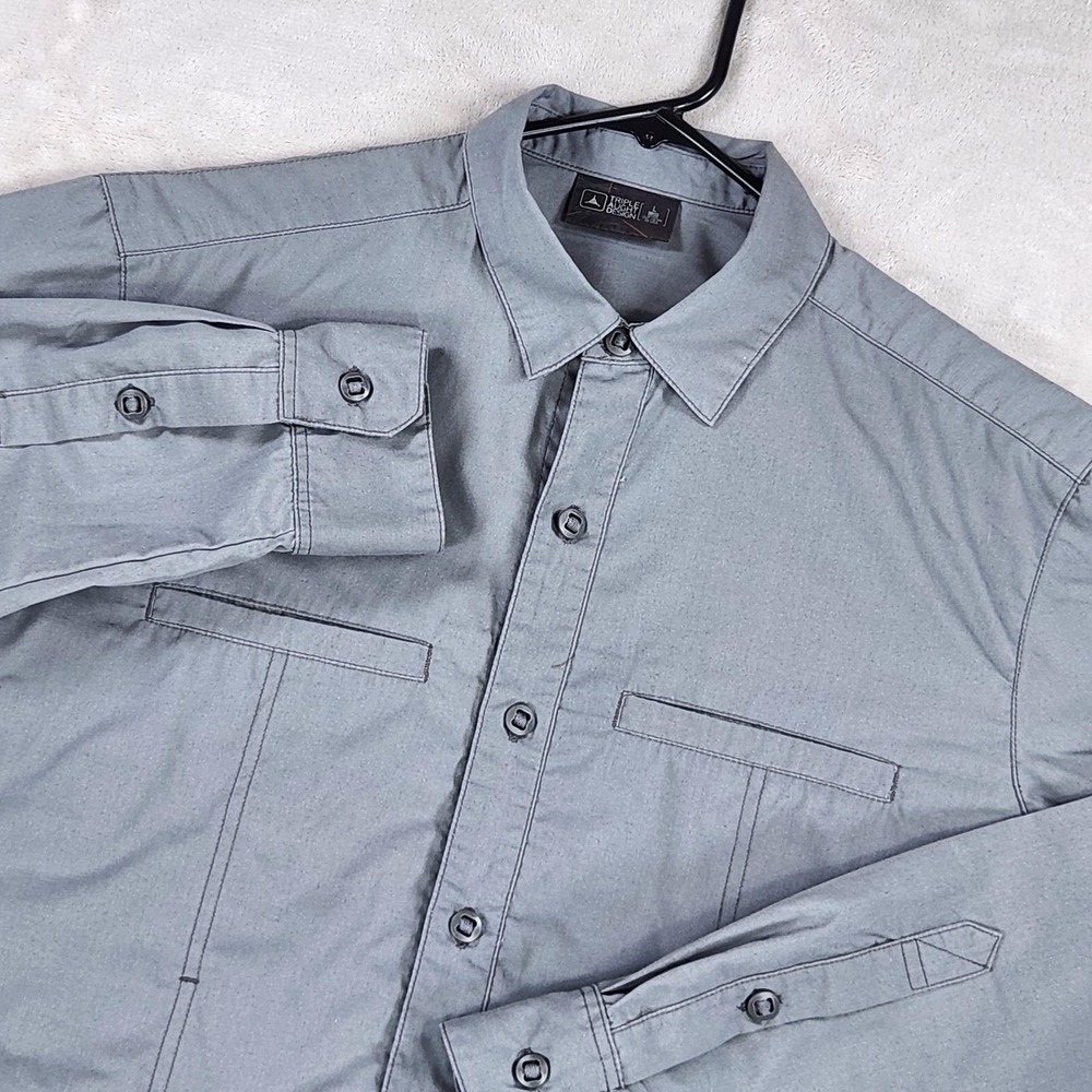 Triple Aught Design Shirt Mens Large TAD Tradecraft Gray Long Sleeve Made USA